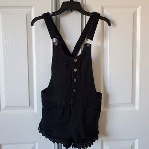Black denim shorts overalls size medium